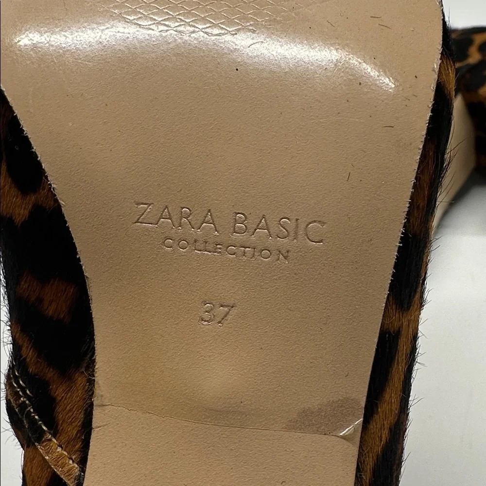 Zara Heeled Boots High Heel Ankle Boots Pony Hair Animal Cheetah Print Brown 6.5